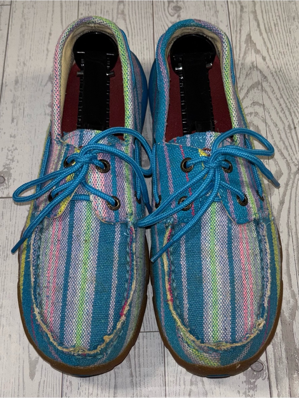Twisted X Driving Mocs Size 7.5 Blue Multicolor Striped Comfort Shoes
